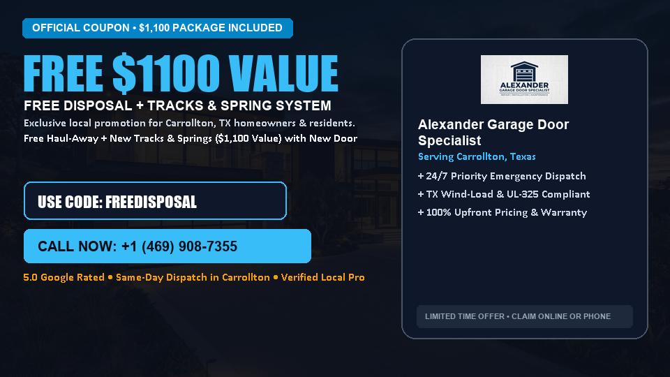 FREE Old Door Haul-Away & Heavy-Duty Tracks in Carrollton, TX - Alexander Garage Door Specialist
