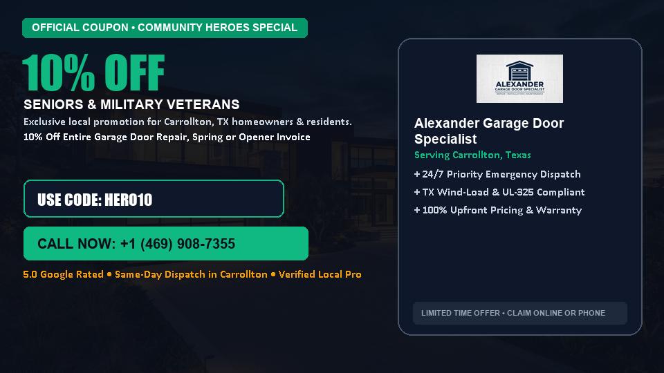 10% OFF Senior, Military & First Responder Discount in Carrollton, TX - Alexander Garage Door Specialist
